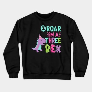 3rd Birthday Dinosaur GirlRex Matching Family Party Three Crewneck Sweatshirt